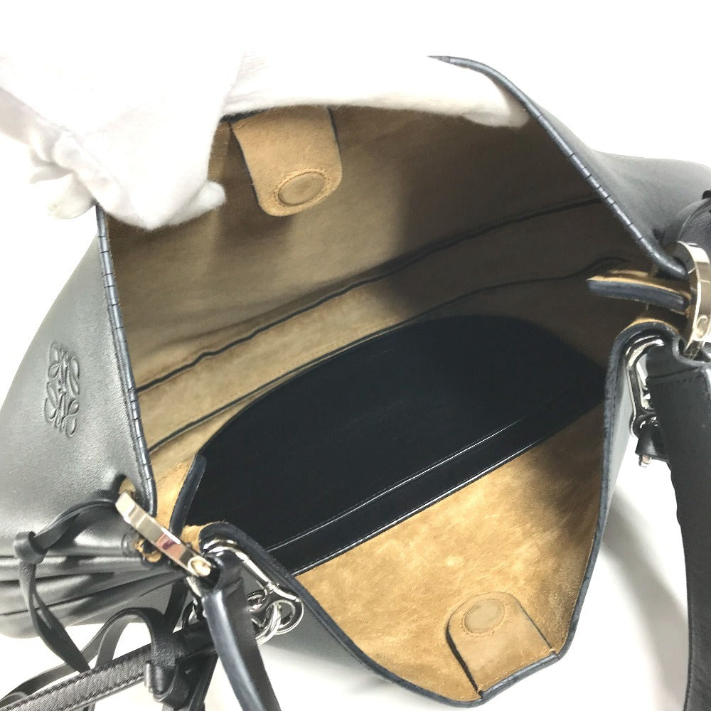 LOEWE 326.62.P66 Chain Fortune Hobo Bags 2WAY Bags Hand Bags Shoulder Bag Leather Black/Silver Used