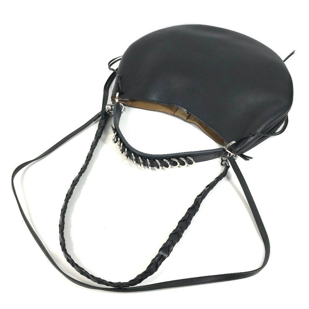 LOEWE 326.62.P66 Chain Fortune Hobo Bags 2WAY Bags Hand Bags Shoulder Bag Leather Black/Silver Used