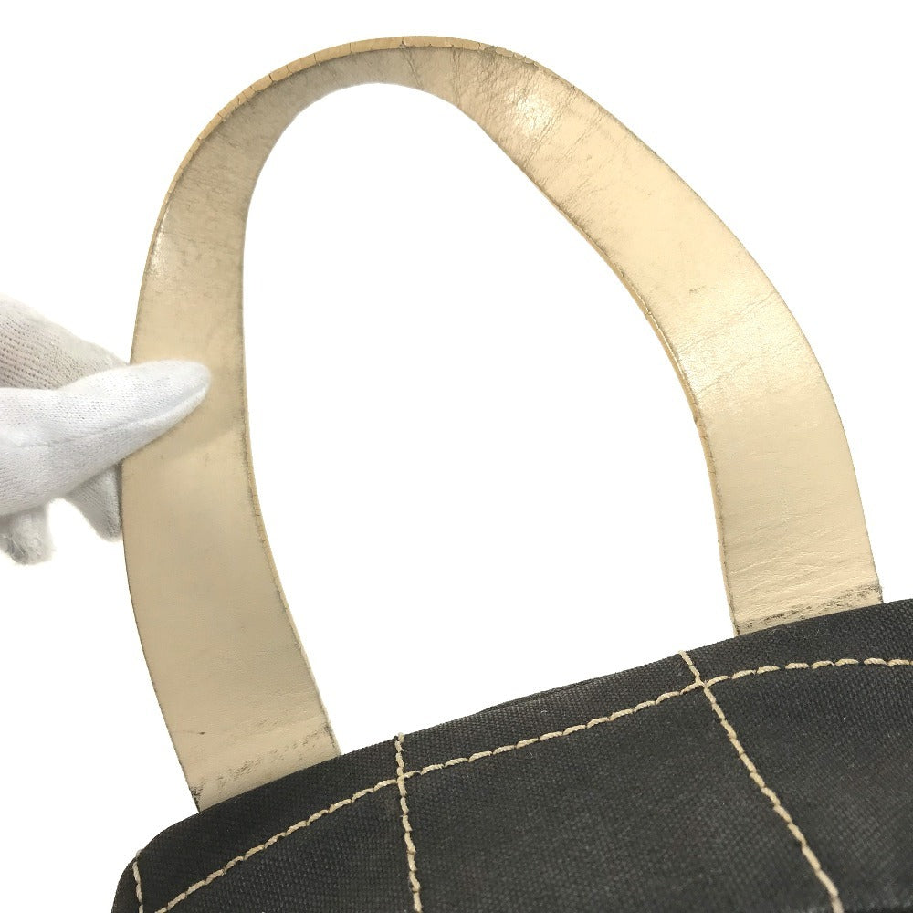 CHANEL vintage CC CC Mark chocolate bar Mini Duffle Bag, Bicolor Hand Bag Leather/Canvas Black/White Used