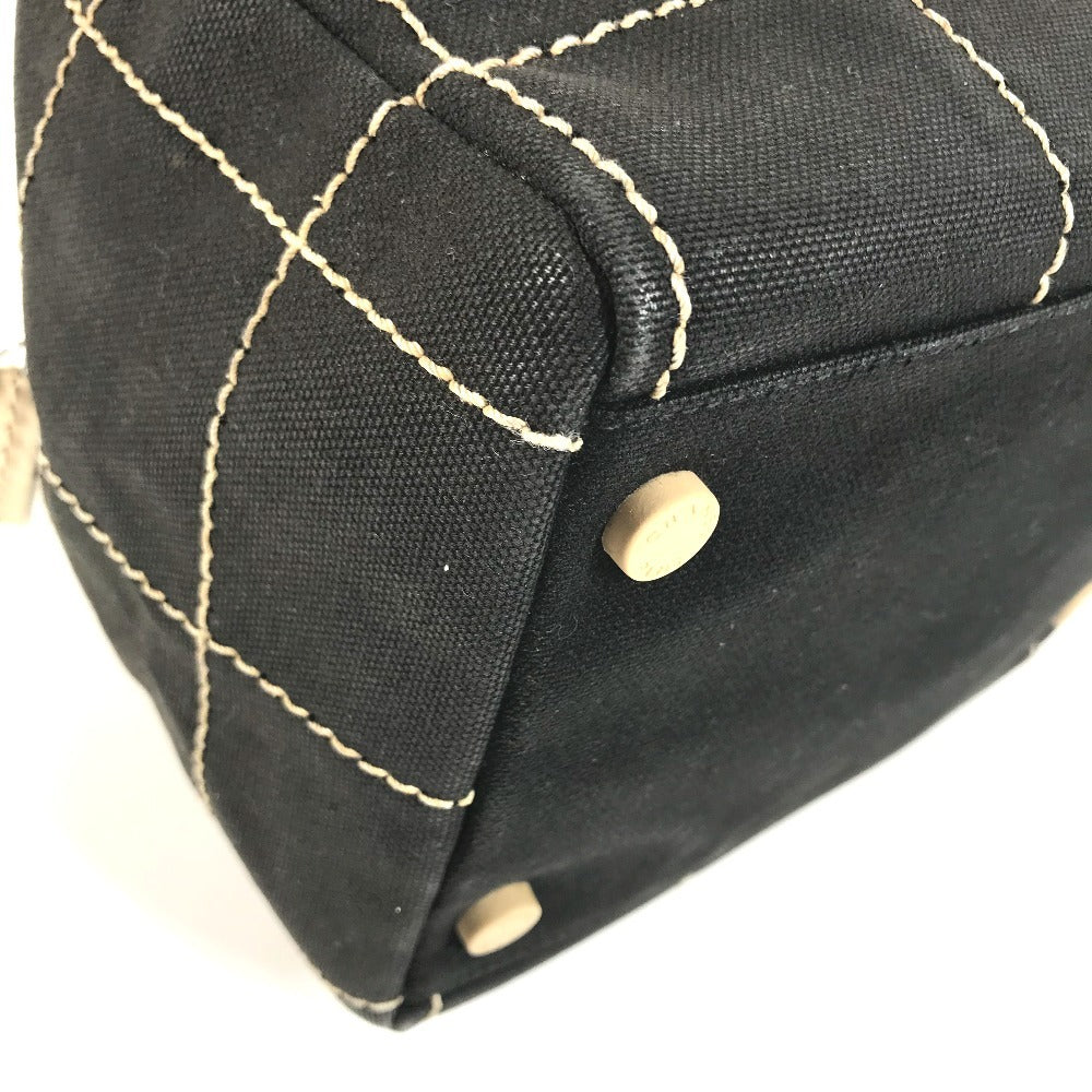 CHANEL vintage CC CC Mark chocolate bar Mini Duffle Bag, Bicolor Hand Bag Leather/Canvas Black/White Used