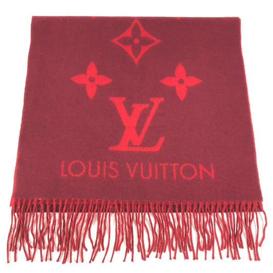 LOUIS VUITTON M75505 fringe charpes Ray Cavik Stole/Shawl Accessories Scarf Cashmere Red Used