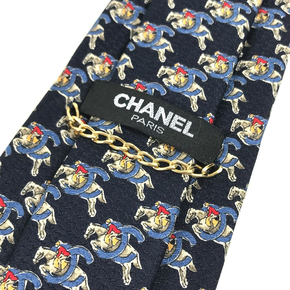 CHANEL CC CC Mark logo Accessories Necktie silk blue Used