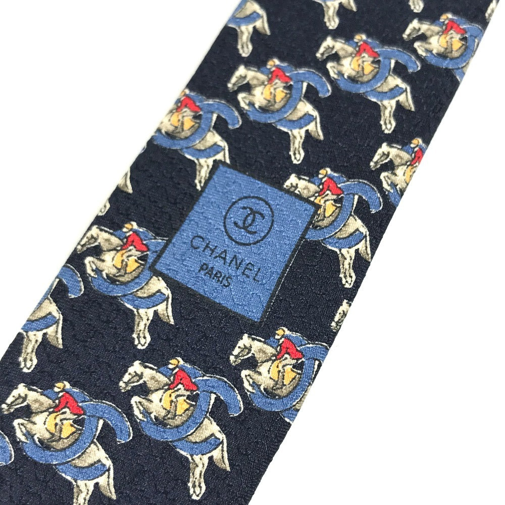 CHANEL CC CC Mark logo Accessories Necktie silk blue Used