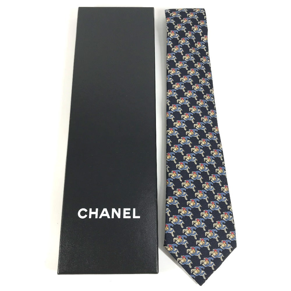 CHANEL CC CC Mark logo Accessories Necktie silk blue Used