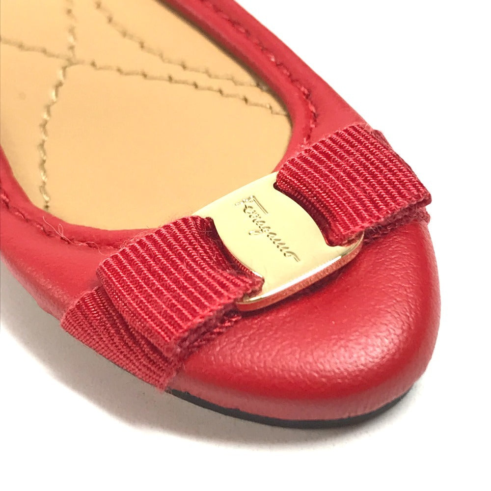 Salvatore Ferragamo 221051 Ballet shoes Varina Charm Vara Ribbon Logo Bag Charm Key Holder charm Leather Frame Red Red Used