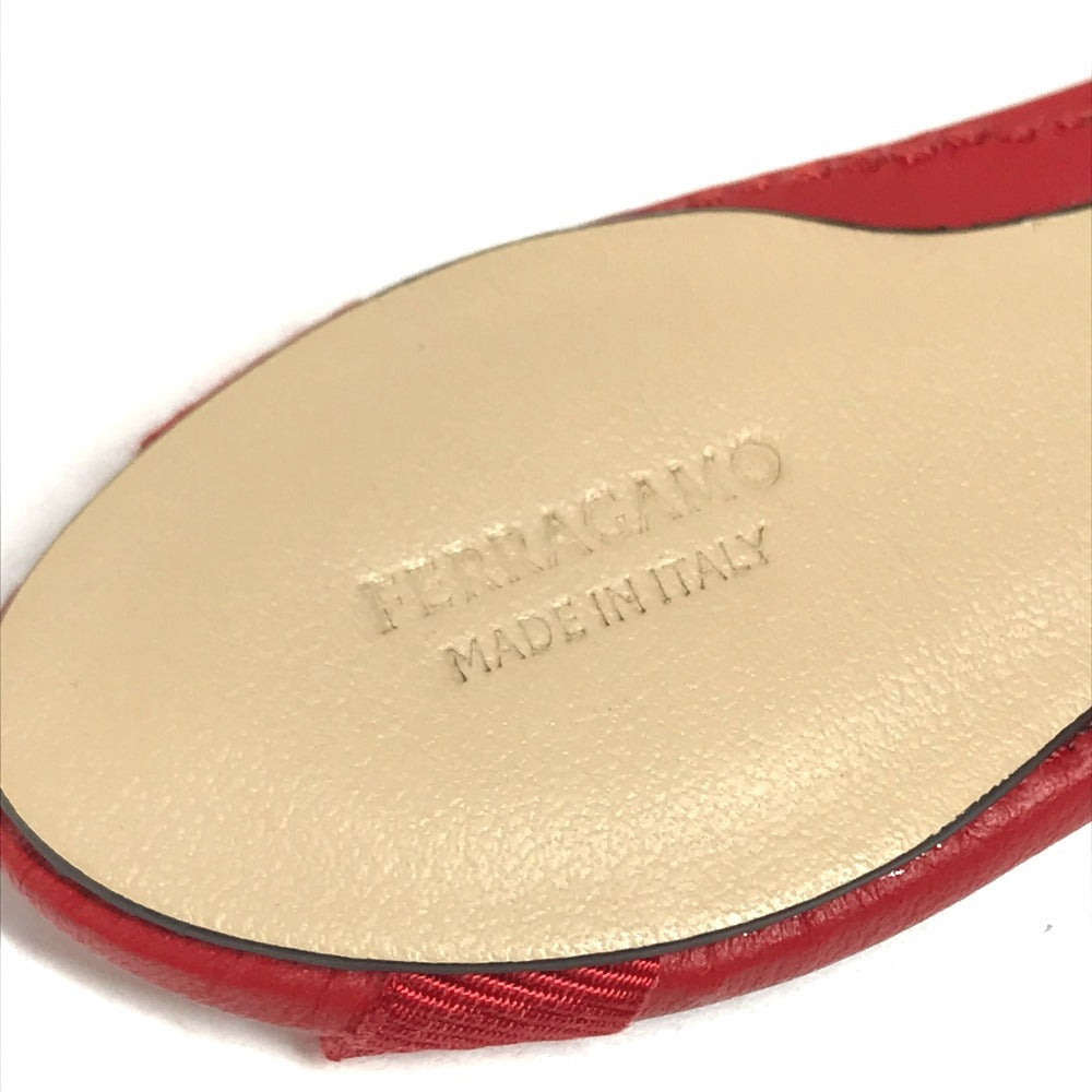 Salvatore Ferragamo 221051 Ballet shoes Varina Charm Vara Ribbon Logo Bag Charm Key Holder charm Leather Frame Red Red Used