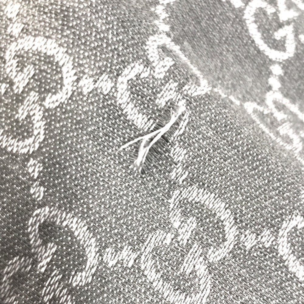 GUCCI 281942 GG logo fringe Stole/Shawl (Winter clothing/Shawl) Scarf wool / silk gray Used