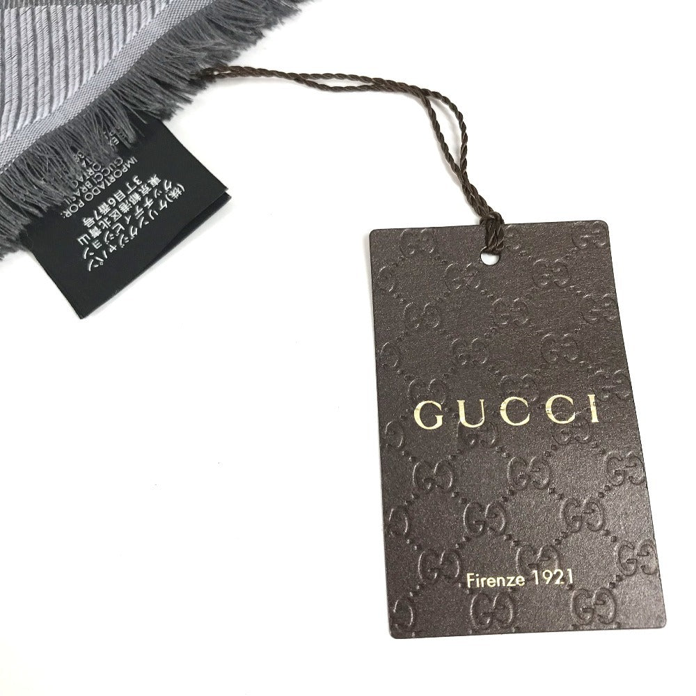 GUCCI 281942 GG logo fringe Stole/Shawl (Winter clothing/Shawl) Scarf wool / silk gray Used
