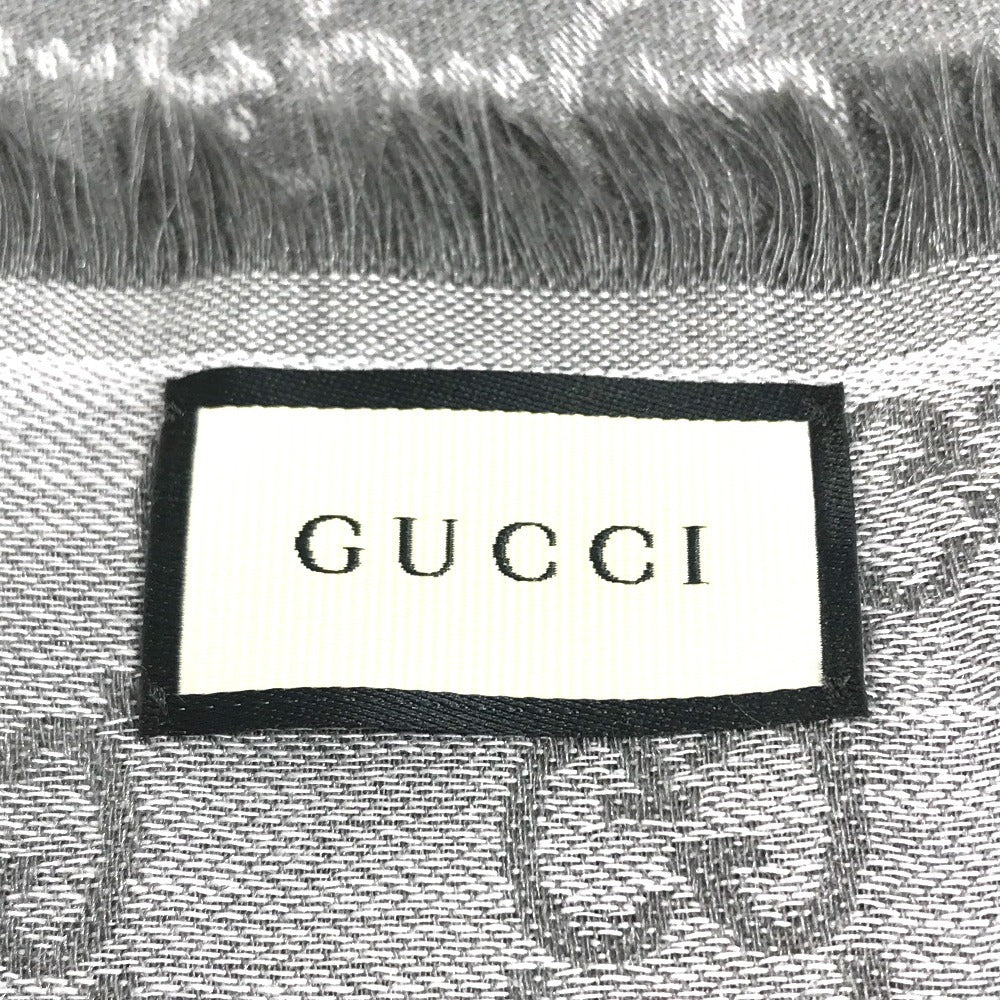 GUCCI 281942 GG logo fringe Stole/Shawl (Winter clothing/Shawl) Scarf wool / silk gray Used