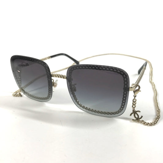 CHANEL 4244 CC CC Mark Logo Chain with Strap glasses glasses eyewear sunglasses Plastic Black/Gold Used