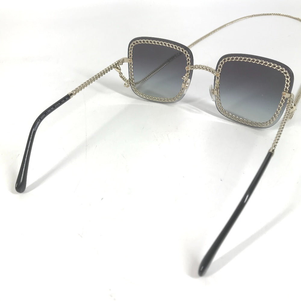 CHANEL 4244 CC CC Mark Logo Chain with Strap glasses glasses eyewear sunglasses Plastic Black/Gold Used