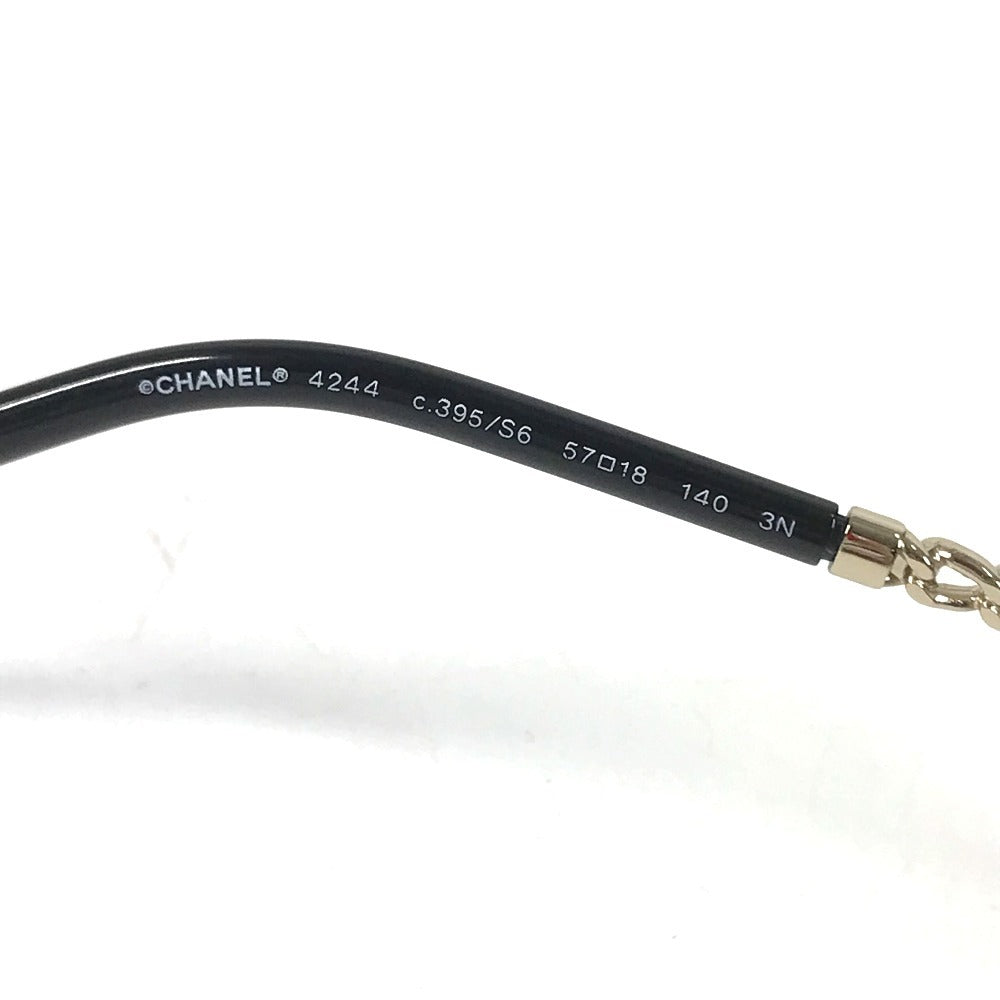 CHANEL 4244 CC CC Mark Logo Chain with Strap glasses glasses eyewear sunglasses Plastic Black/Gold Used