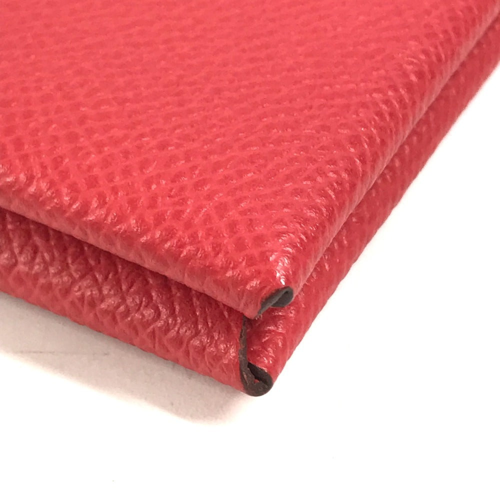 HERMES Calvi Business Card Holder Pass Case Folded Card Case Epsom Rouge Coo Red Used