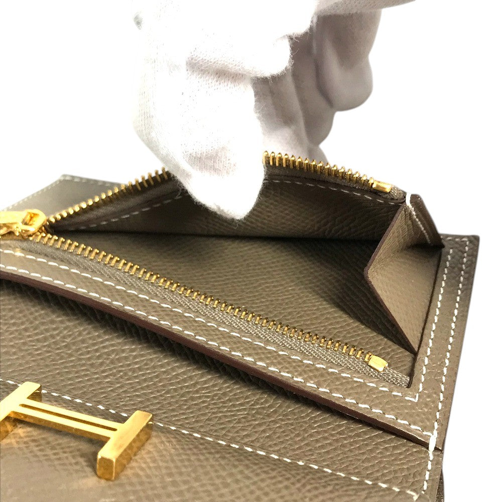 HERMES Bearn convenience store Compact Wallet Trifold wallet Epsom Etoupe Beige/GoldHardware Used