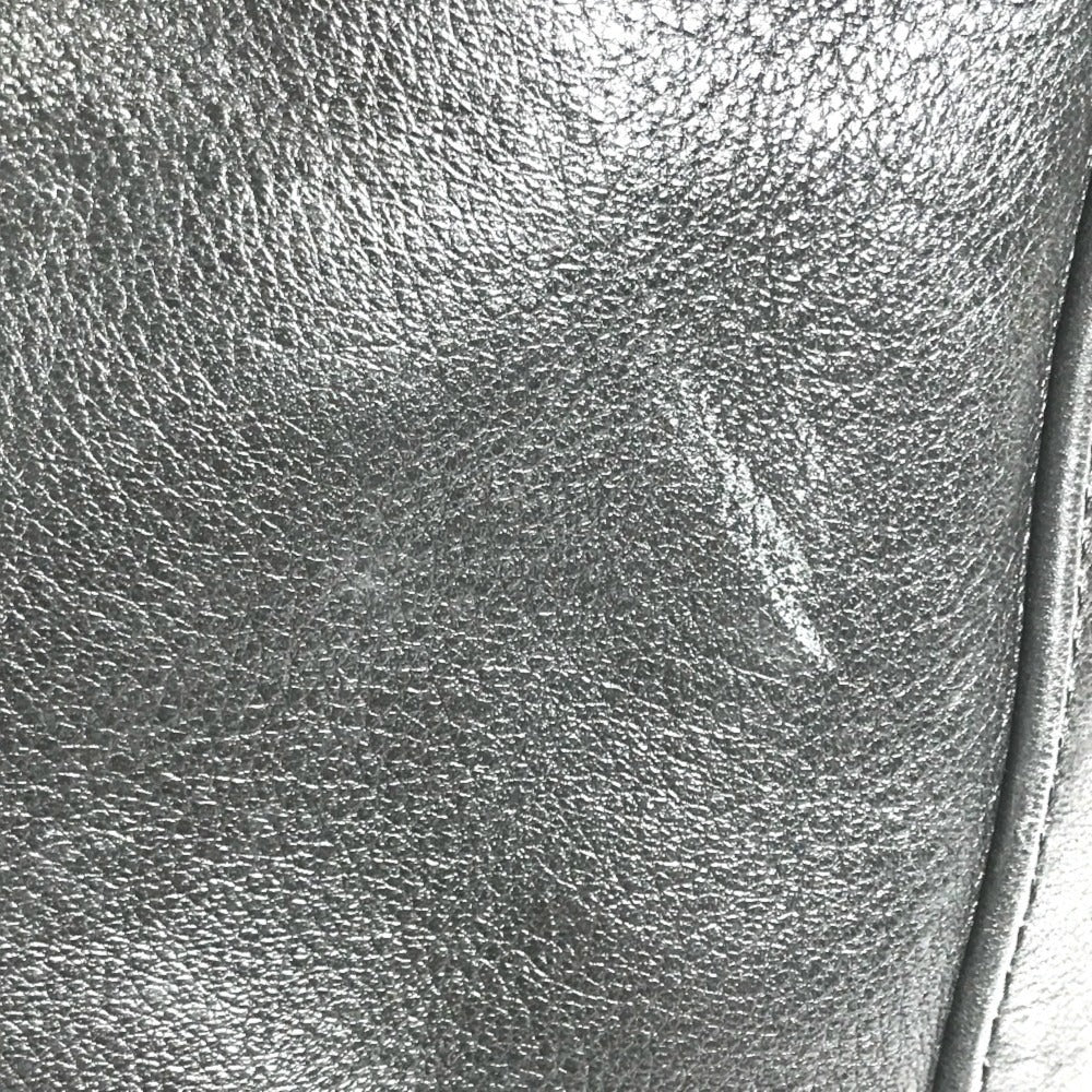 BALLY Big B logo Bag Tote Bag shawl Shoulder Bag Embossed Leather Black/Gold Used