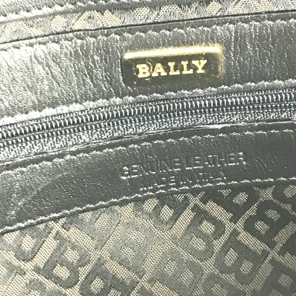 BALLY Big B logo Bag Tote Bag shawl Shoulder Bag Embossed Leather Black/Gold Used
