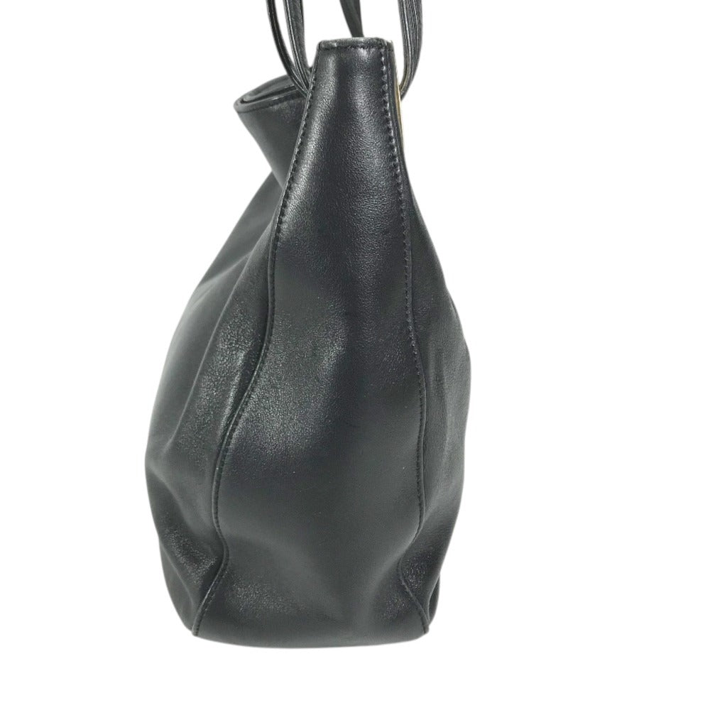 BALLY Big B logo Bag Tote Bag shawl Shoulder Bag Embossed Leather Black/Gold Used