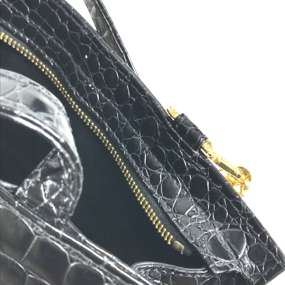 VERSACE Big Medusa Logo Greca Tote Bag Shoulder Chain Shoulder Bag Embossed Leather Black/Gold Used