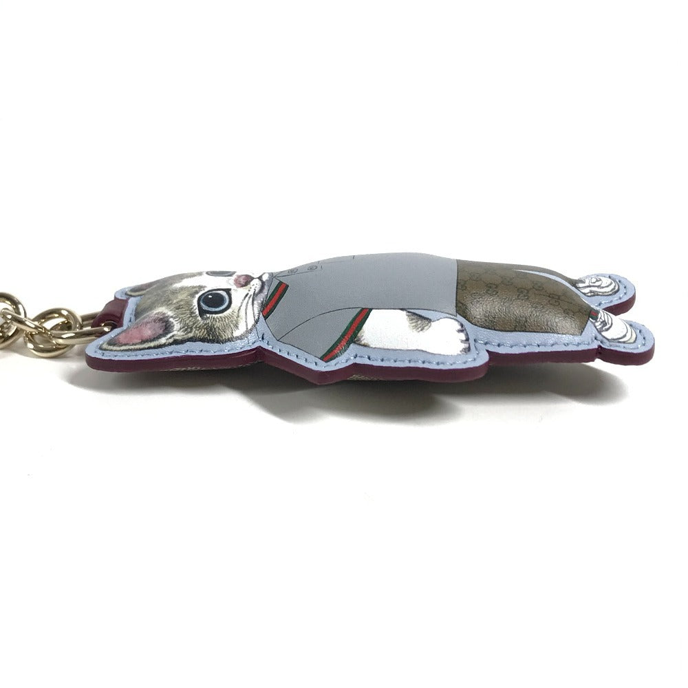 GUCCI 851742 Higuchi Yuko Collaboration GG Supreme Boris Cat Key Charm Cat Bag Charm Key Holder GG Supreme Canvas Beige Used