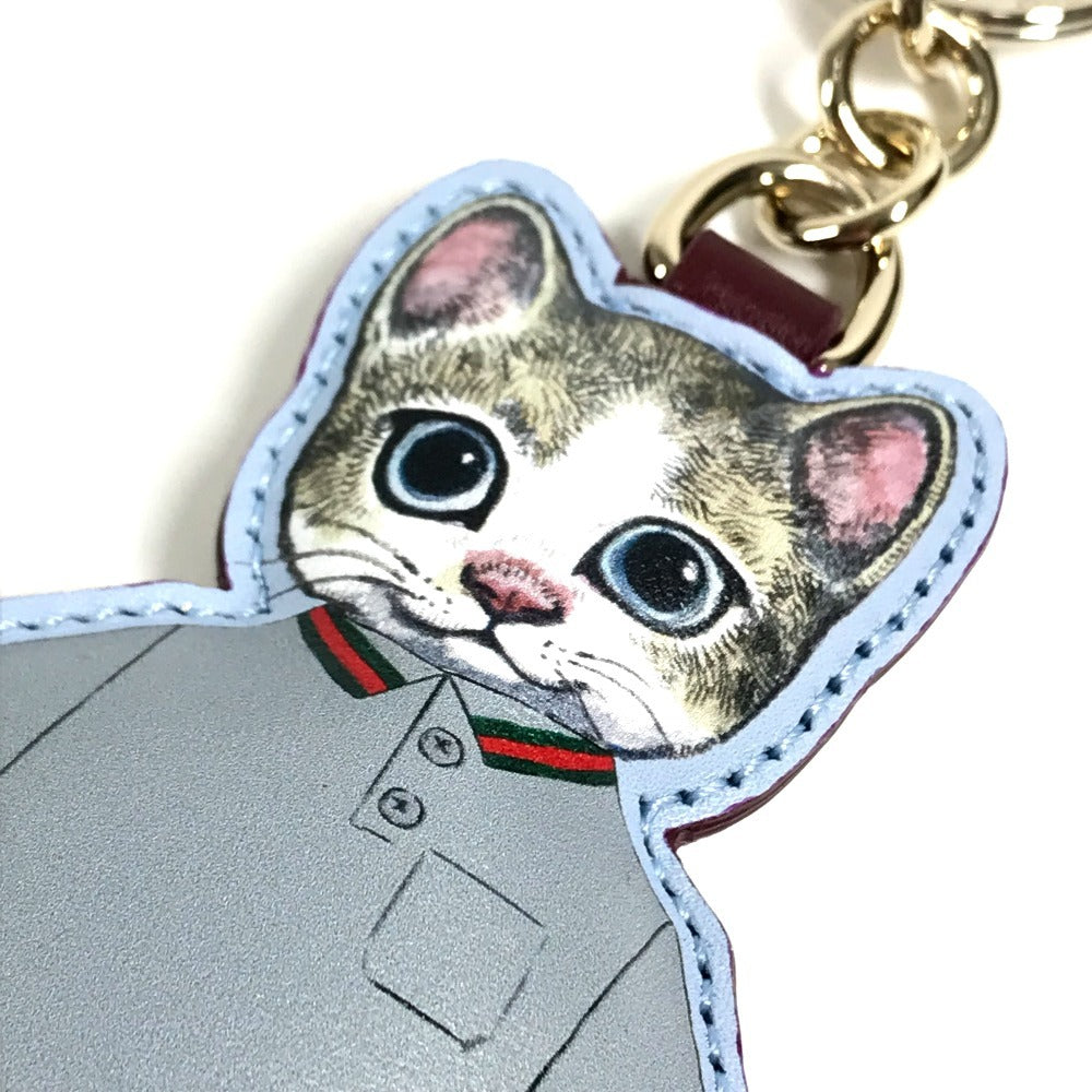 GUCCI 851742 Higuchi Yuko Collaboration GG Supreme Boris Cat Key Charm Cat Bag Charm Key Holder GG Supreme Canvas Beige Used