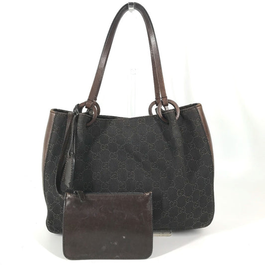 GUCCI 101919 GG logo Tote Bag, shoulder bag, with pouch Shoulder Bag Leather/Canvas Brown Used