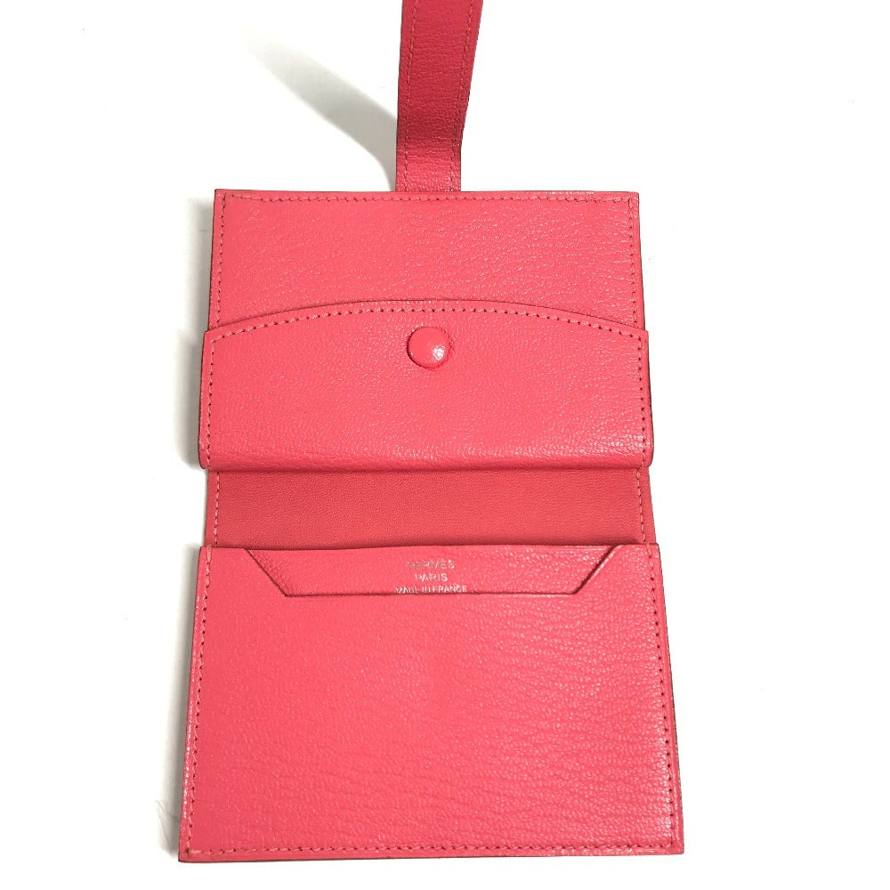 HERMES Bearn Compact Compact Wallet, Bi-fold Wallet, Card Case coin purse Chevre Rose azare pink Used