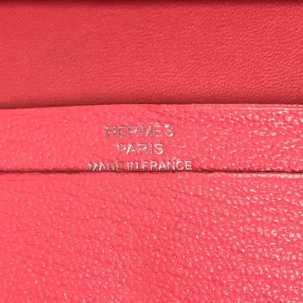 HERMES Bearn Compact Compact Wallet, Bi-fold Wallet, Card Case coin purse Chevre Rose azare pink Used