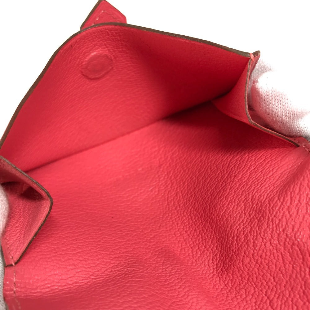 HERMES Bearn Compact Compact Wallet, Bi-fold Wallet, Card Case coin purse Chevre Rose azare pink Used