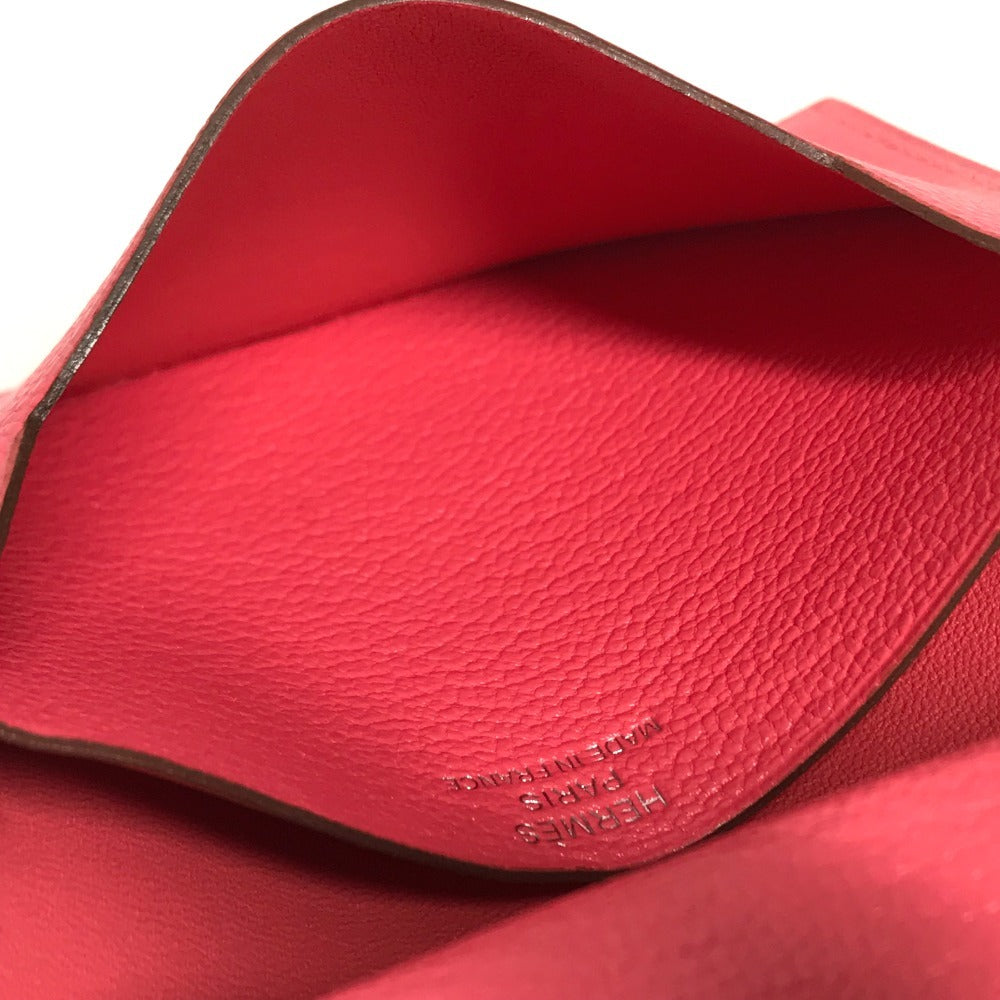 HERMES Bearn Compact Compact Wallet, Bi-fold Wallet, Card Case coin purse Chevre Rose azare pink Used