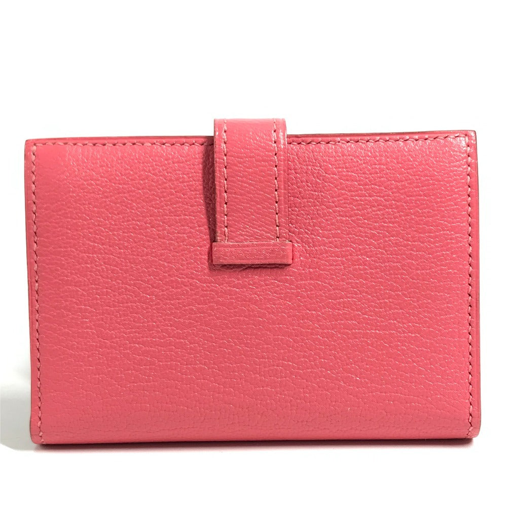HERMES Bearn Compact Compact Wallet, Bi-fold Wallet, Card Case coin purse Chevre Rose azare pink Used