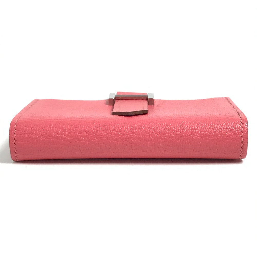 HERMES Bearn Compact Compact Wallet, Bi-fold Wallet, Card Case coin purse Chevre Rose azare pink Used