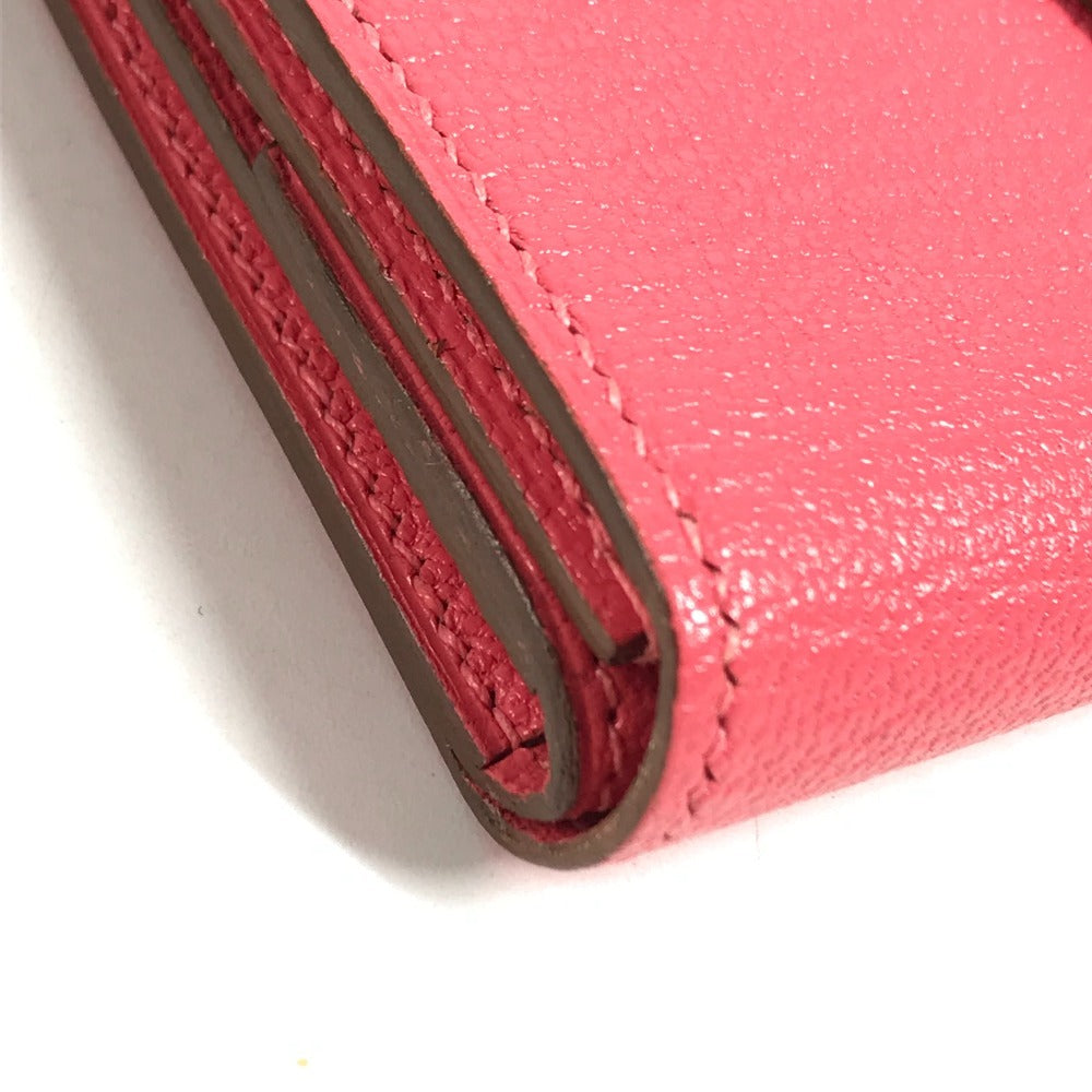 HERMES Bearn Compact Compact Wallet, Bi-fold Wallet, Card Case coin purse Chevre Rose azare pink Used