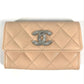 CHANEL AP4333 CC CC Mark logo Wallet Coin Compartment Business Card Holder Pass Case Flap Card Case Caviar Leather Beige Used