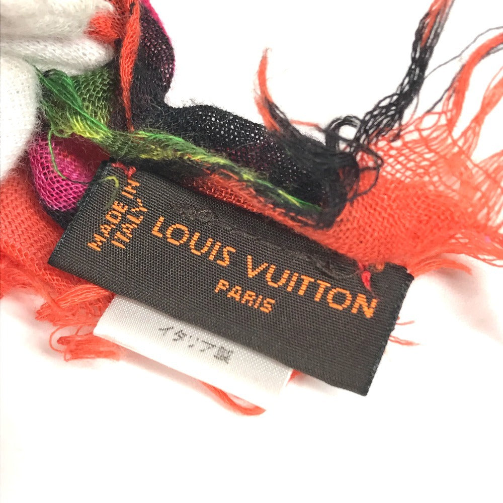 LOUIS VUITTON M72380 Shawl fringe Etol Rose Shawl Logo Rose Large Stole/Shawl Cashmere / silk Orange Used