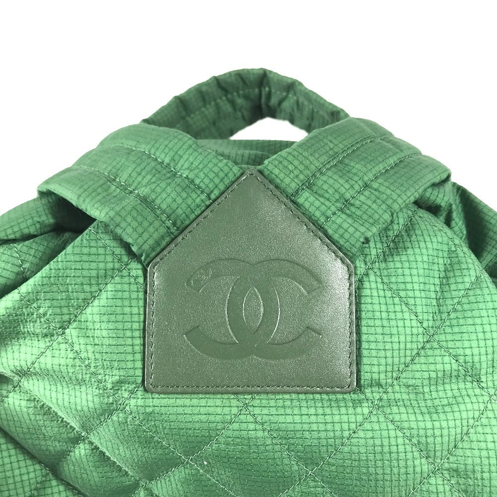 CHANEL CC CC Mark logo Bag Backpack Bicolor Backpack Nylon Green/White Used