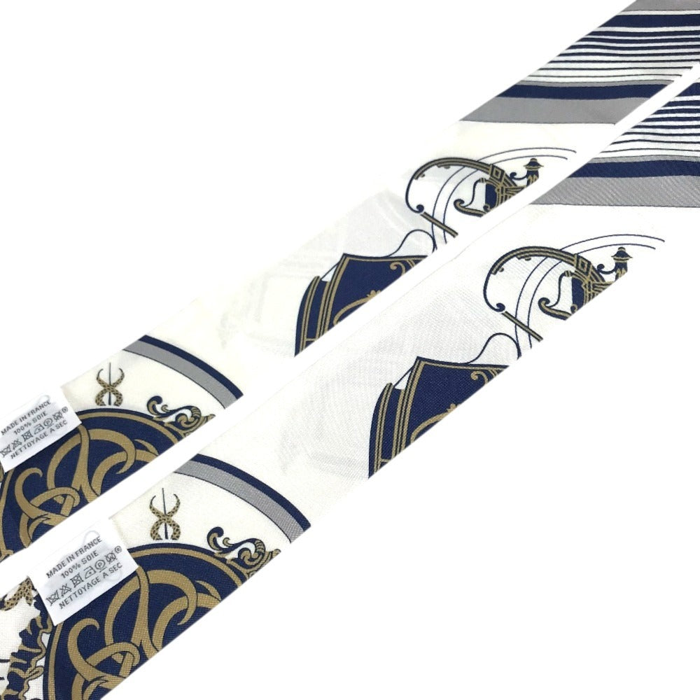 HERMES new tag Twilly Twilly (2 bottles, pair) Bandeau Scarf Accessories Scarf silk Navy/White Used
