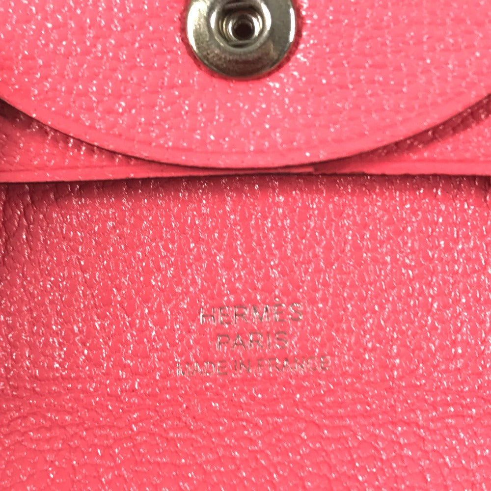 HERMES Bastia Wallet Coin Compartment coin purse Chevre Rose azare pink Used