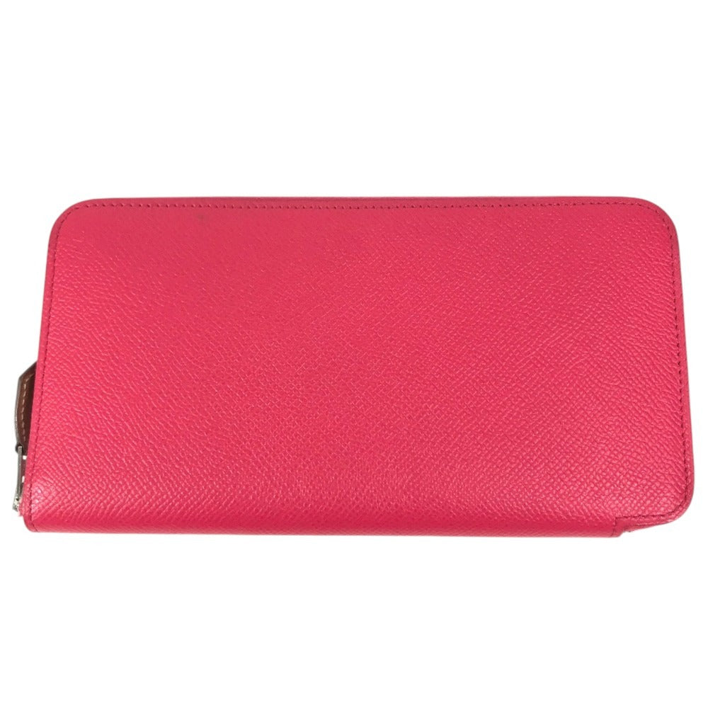 HERMES Azap Long Silk-In Long wallet Zip Around Long Wallet Epsom Rose Extreme pink Used