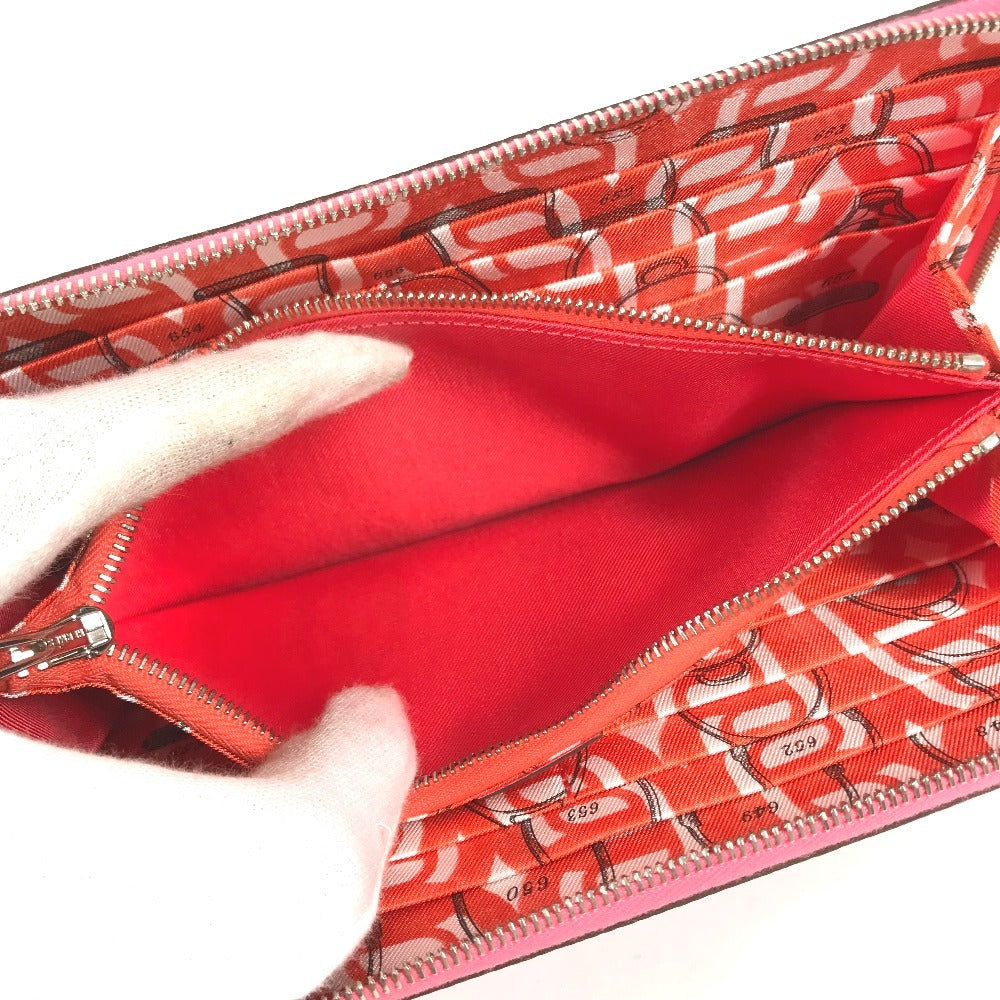 HERMES Azap Long Silk-In Long wallet Zip Around Long Wallet Epsom Rose azare pink Used