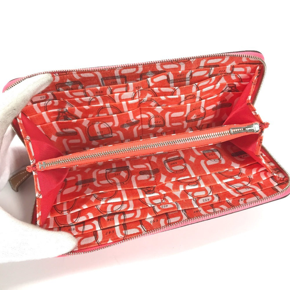 HERMES Azap Long Silk-In Long wallet Zip Around Long Wallet Epsom Rose azare pink Used