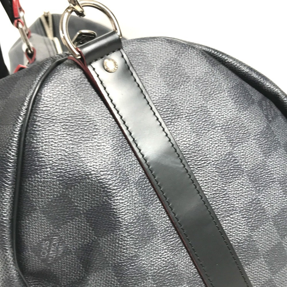 LOUIS VUITTON N40262 Damier Graphite Link Keepall Bandouliere 50 Bag, 2-way bag, travel bag Duffle Bag DamierGraphiteCanvas Black Used