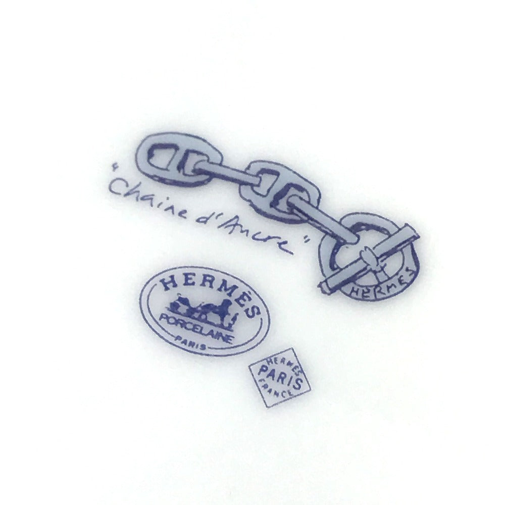 HERMES Dinner plate 10.6" Chaine d'Ancre logo Plates, tableware, dishes The dishes Pottery White/blue Used
