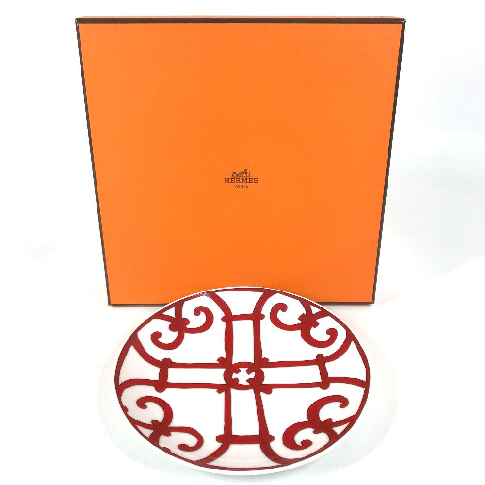 HERMES Guadalquivir 17cm Plates, tableware, dishes The dishes Pottery Red/White Used