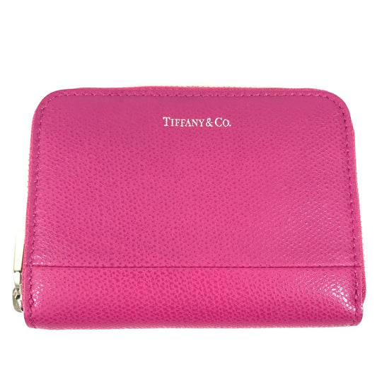 TIFFANY&Co. logo Zip Around Coin Compartment Wallet coin purse pink Used