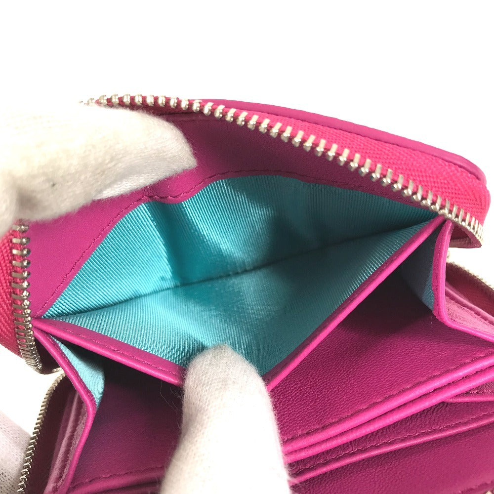 TIFFANY&Co. logo Zip Around Coin Compartment Wallet coin purse pink Used