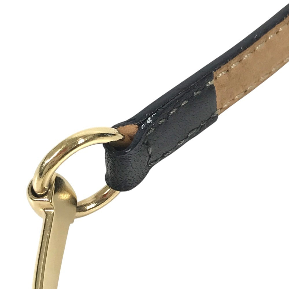 GUCCI 037-2194 Logo Horsebit Thin Belt For bottoms belt Leather Black/Gold Used