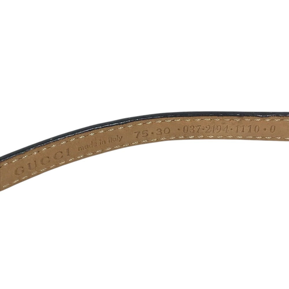 GUCCI 037-2194 Logo Horsebit Thin Belt For bottoms belt Leather Black/Gold Used