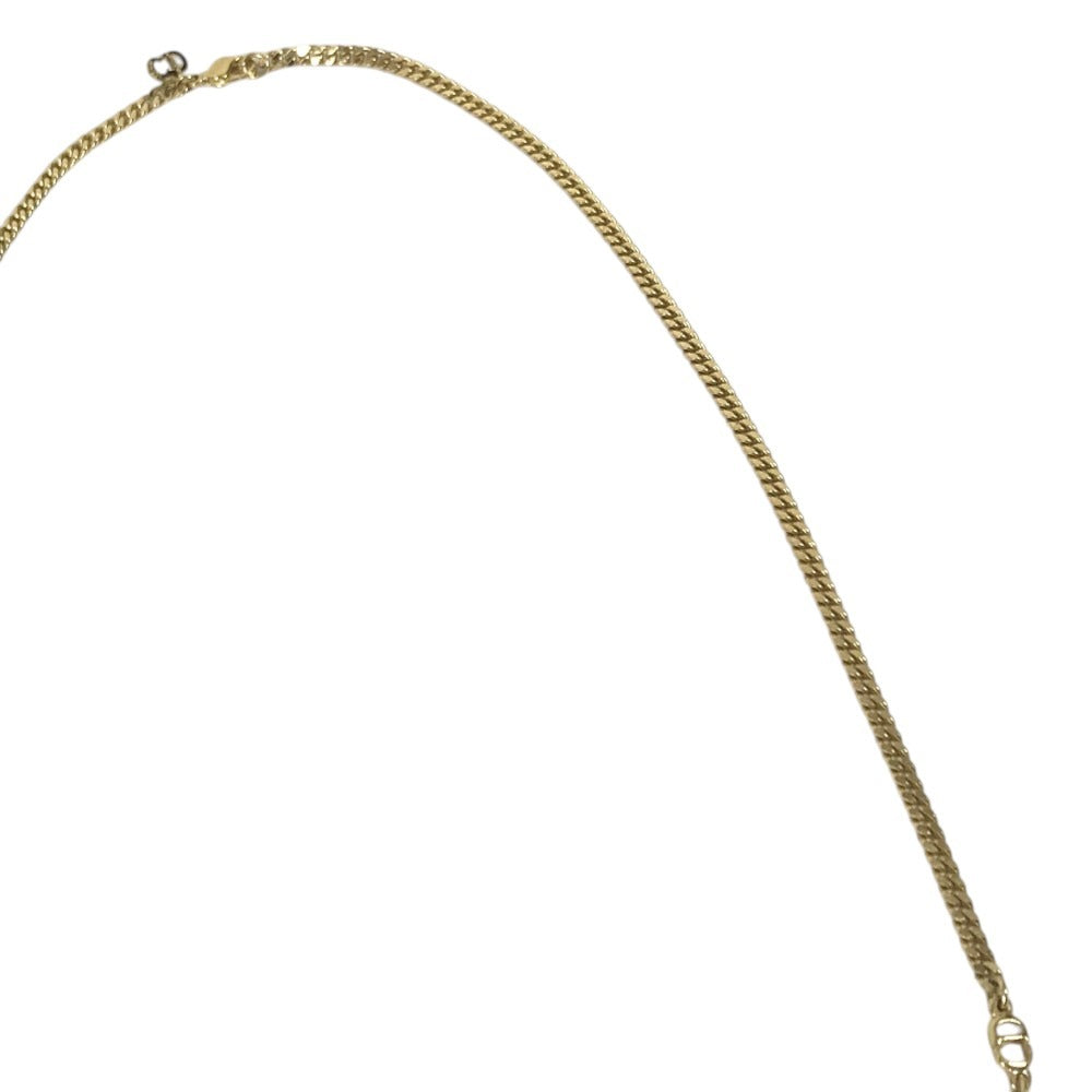 Dior vintage Long Necklace CD Logo Accessory Jewelry Necklace Metal Gold Used