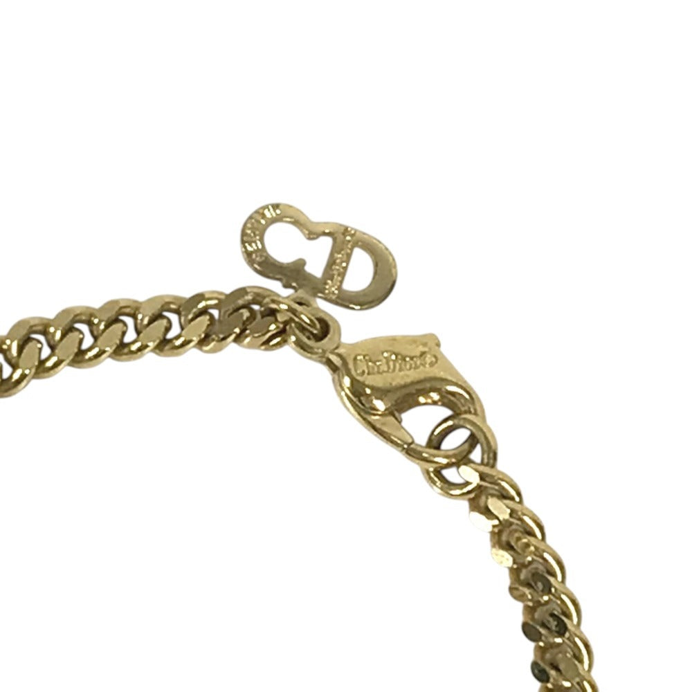 Dior vintage Long Necklace CD Logo Accessory Jewelry Necklace Metal Gold Used