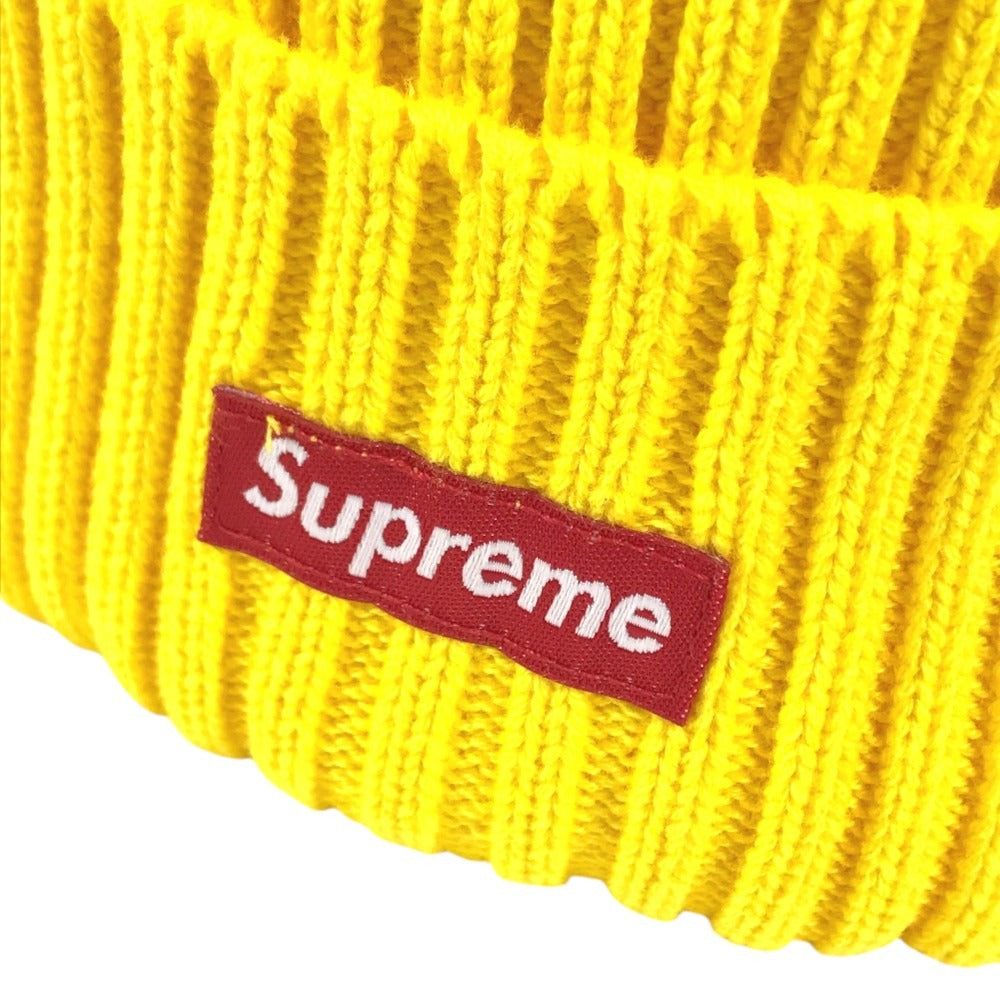 Supreme Box logo beanie hat knit hat knit cap Knit hat yellow Used
